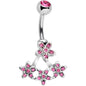 Pink Gem Field of Flowers Dangle Belly Ring