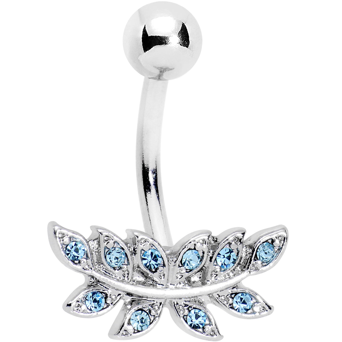 Blue Gem Sprouting Ivy Leaf Belly Ring