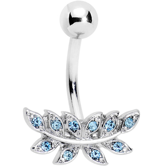 Blue Gem Sprouting Ivy Leaf Belly Ring