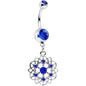 Royal Blue Gem Twist Flower Dangle Belly Ring