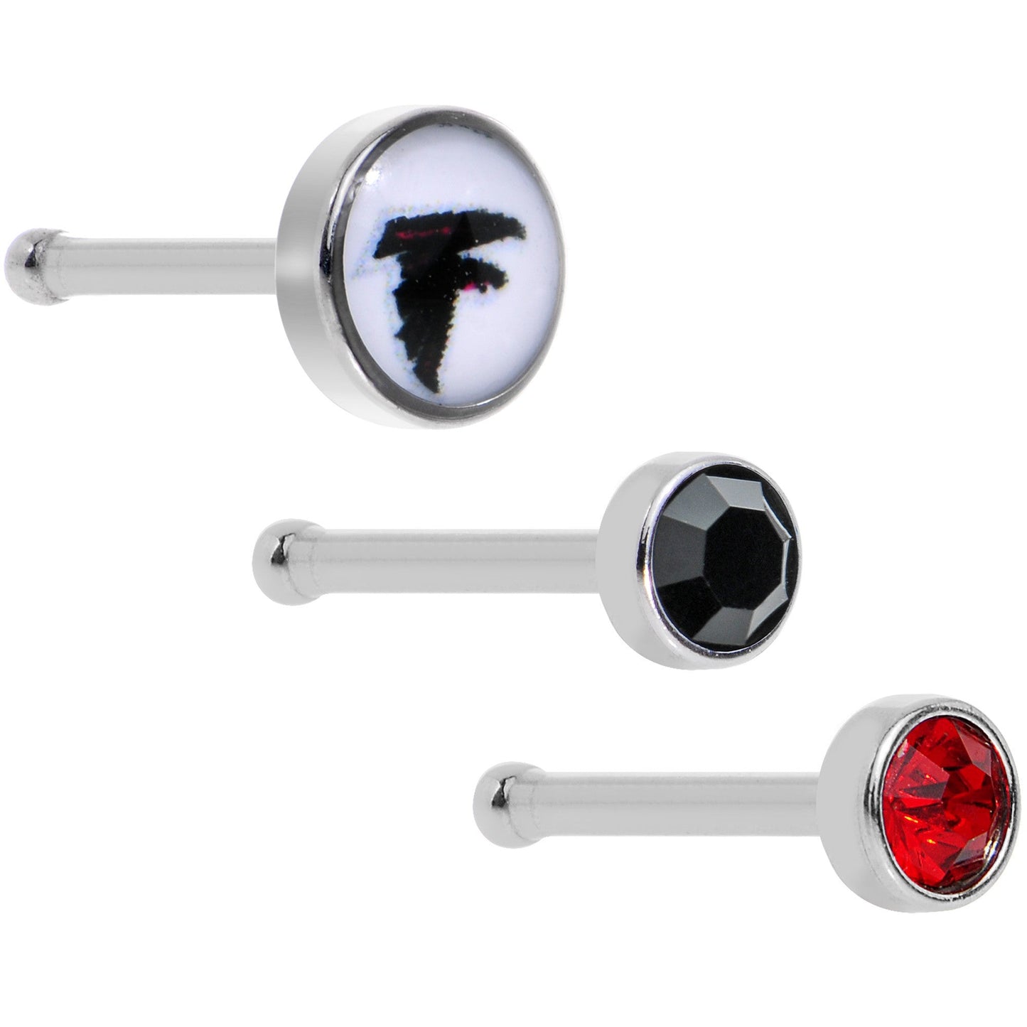 20 Gauge Licensed NFL Atlanta Falcons Logo Nose Bone 3 Pack Set