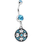 Aqua Gem Southwestern Flowering Disc Dangle Belly Ring