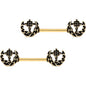 9/16 Gold PVD Braided Nautical Anchor Barbell Nipple Ring Set