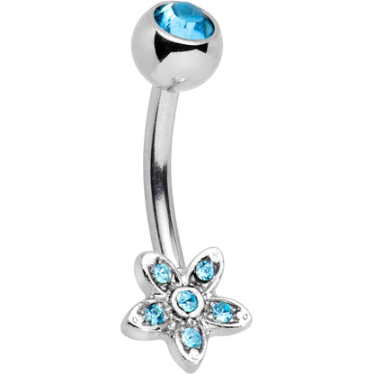 Blue Gem Field of Flowers Dangle Belly Ring
