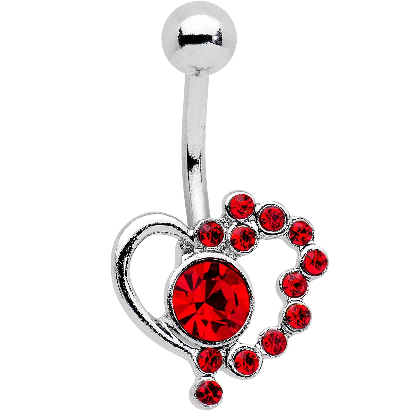 Red Gem Funky Valentines Day Heart Belly Ring