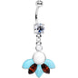 Clear Orange Gem Daring White Blue Deco Dangle Belly Ring