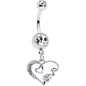 Clear CZ Gem Love Scrawled Double Heart Dangle Belly Ring