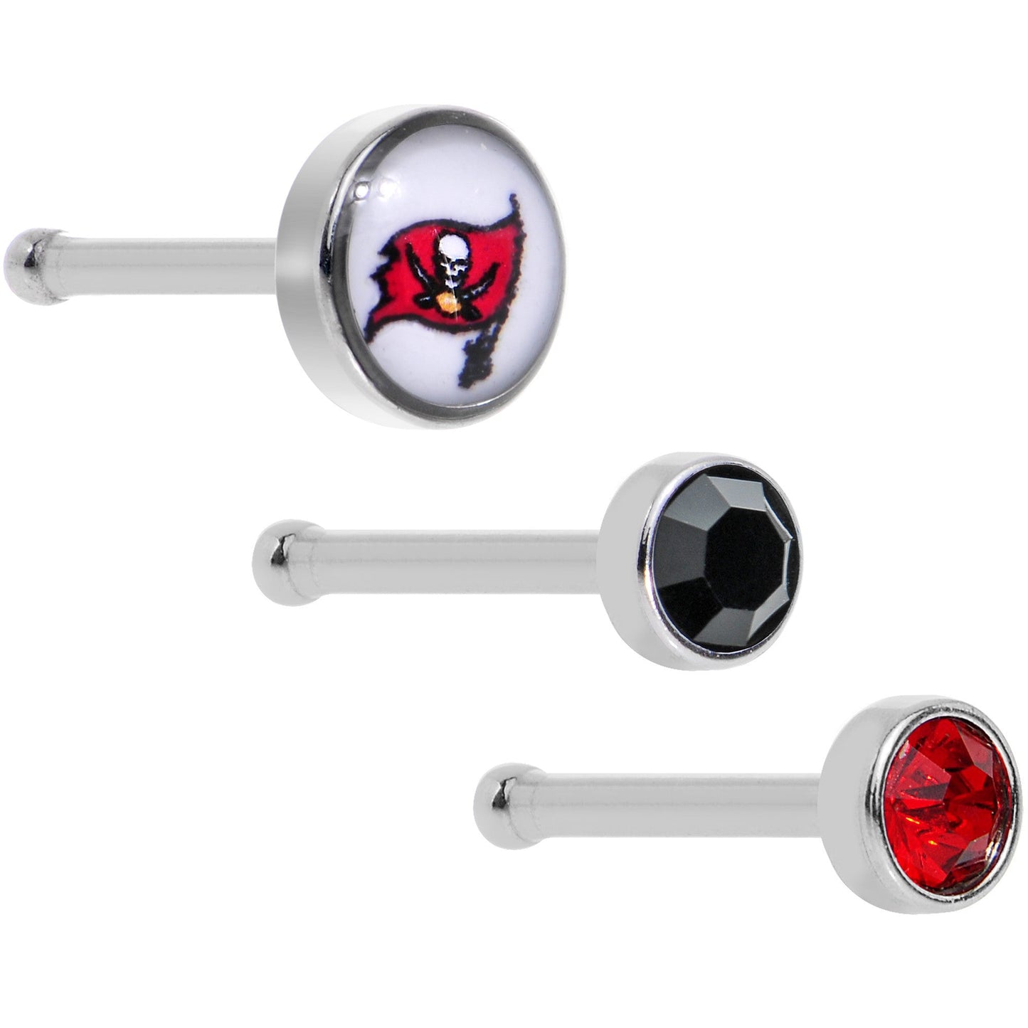 20 Gauge Licensed NFL Tampa Bay Buccaneers Logo Nose Bone 3 Pack Set