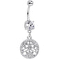 Clear CZ Gem Baroque Beauty Disc Dangle Belly Ring