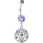 Purple CZ Gem Baroque Beauty Disc Dangle Belly Ring