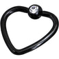 16 Gauge 3/8 Clear Black Anodized Titanium Heart Closure Captive Ring