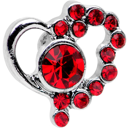 1/4 Red Gem Heart Cluster Cartilage Tragus Earring