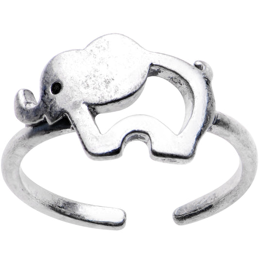 Silver Plated Friendly Elephant Toe Ring