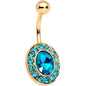 Aqua Gem Gold Tone IP Regal Bliss Belly Ring