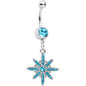 Blue Gem Northern Winters Snowflake Dangle Belly Ring