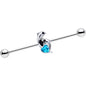 14 Gauge Aqua Gem Dolphin Lovers Industrial Barbell 38mm