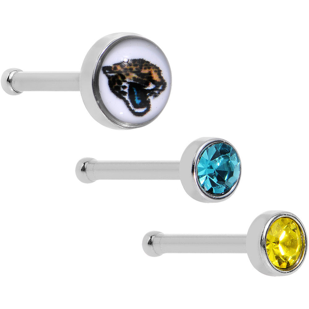 20 Gauge Licensed NFL Jacksonville Jaguars Logo Nose Bone 3 Pack Set