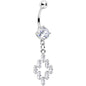Clear Gem Decadent Cross Dangle Belly Ring