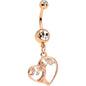 Clear Gem Rose Gold Anodized Tree of Life Heart Dangle Belly Ring