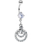 Clear Gem Double Crescent Dangle Belly Ring