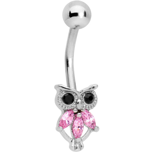 Pink Gem Night Eye Owl Belly Ring