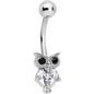 Clear Black Gem Night Eye Owl Belly Ring