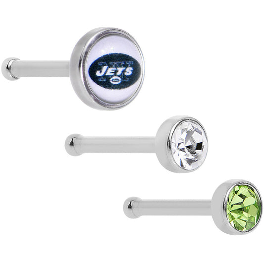 20 Gauge Licensed NFL New York Jets Logo Nose Bone 3 Pack Set