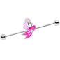 14 Gauge Steel Precious Pink Mermaid Industrial Barbell 38mm