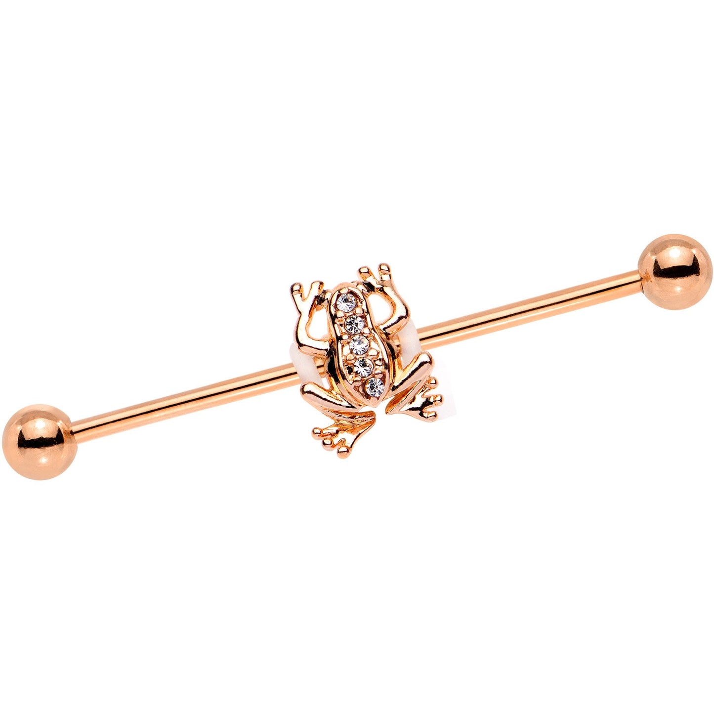 Clear Gem Rose Gold PVD Friendly Froggy Industrial Barbell 38mm