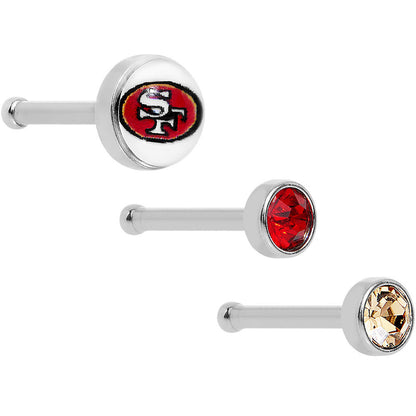 20 Gauge Licensed NFL San Francisco 49ers Logo Nose Bone 3 Pack Set