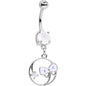 White Faux Opal Tie It In a Bow Dangle Belly Ring