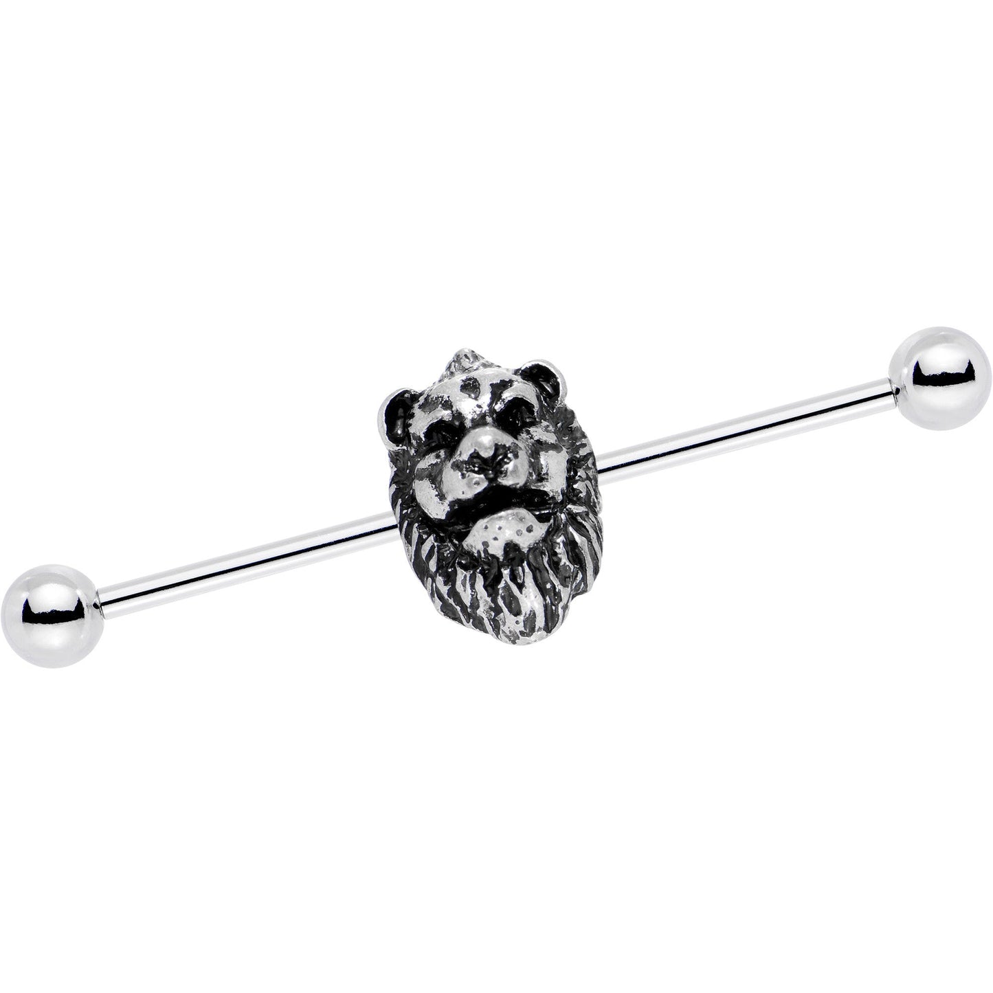 14 Gauge Fearsome Roaring Lion Charm Industrial Barbell 38mm