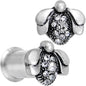 2 Gauge Clear Gem Steel Allow Me Ladybug Double Flare Tunnel Plug Set