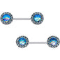 9/16 Aqua Gem Blue Mermaid Scale Barbell Nipple Ring Set