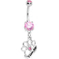 Pink Gem I Love You Brass Knuckles Dangle Belly Ring