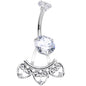 Clear Gem Enchanted Hearts Dangle Belly Ring
