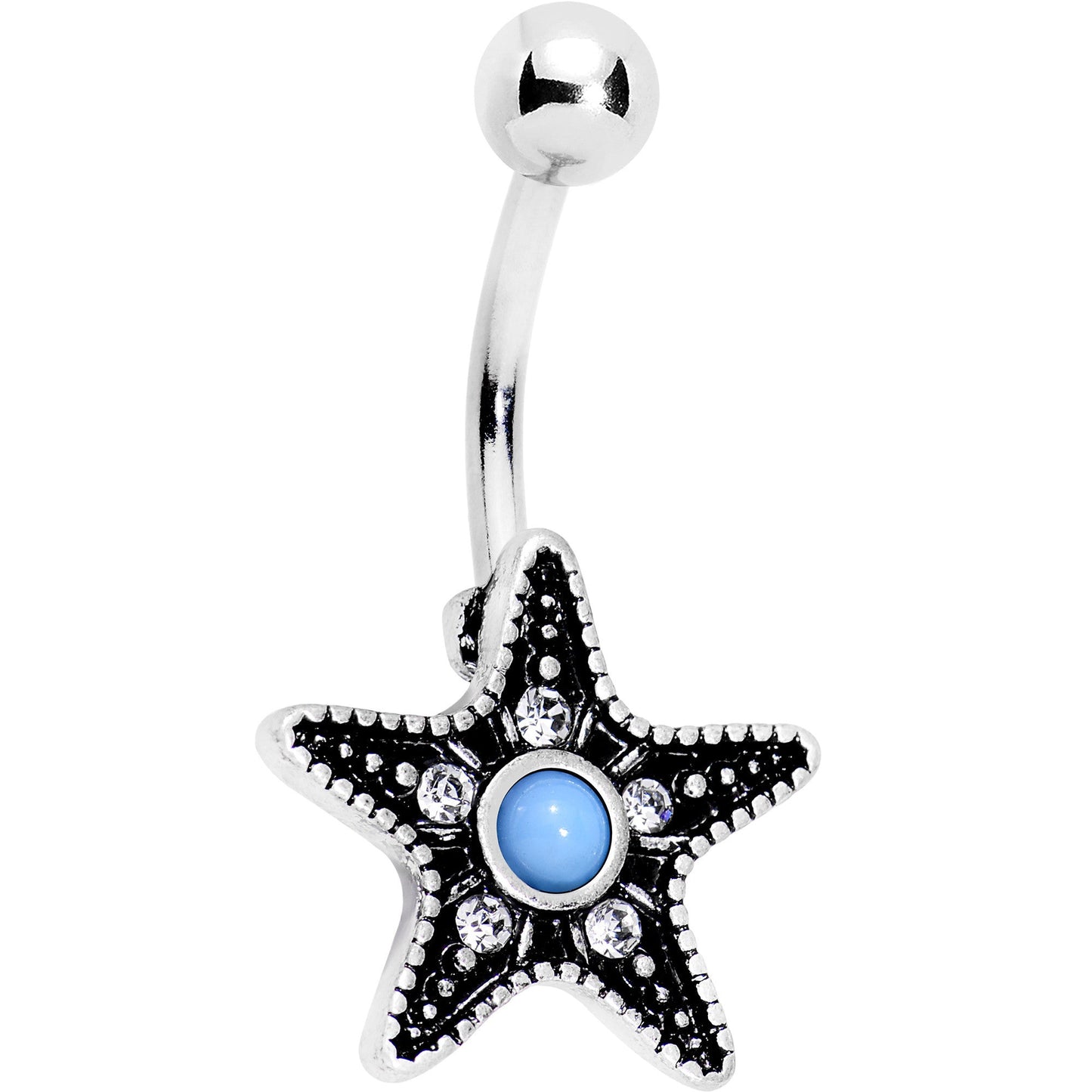 Southwestern Blue Orb Starfish Belly Ring