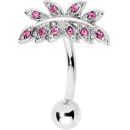 Pink Gem Sprouting Ivy Leaf Belly Ring