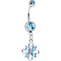 Aqua CZ Gem Fashionable Framework Twist Dangle Belly Ring