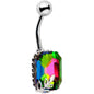 Rainbow Gem Leaf Frame Belly Ring