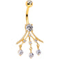 Clear Gem Gold PVD Three Segment Chandelier Belly Ring