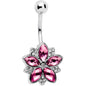 Pink Gem Sparkling Snow Flower Charm Belly Ring