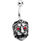 Red Gem Fearsome Roaring Lion Belly Ring