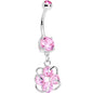 Pink Gem Noble Knot Dangle Belly Ring