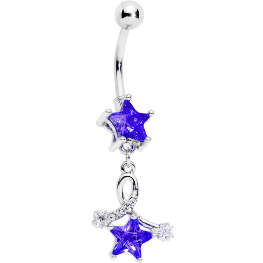 Clear Blue Gem Twist and Shout Shooting Stars Dangle Belly Ring
