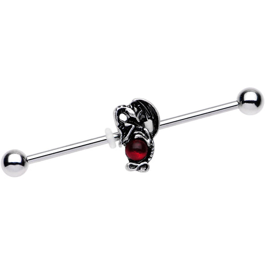 14 Gauge Red Gem Fire Dragon Industrial Barbell 38mm