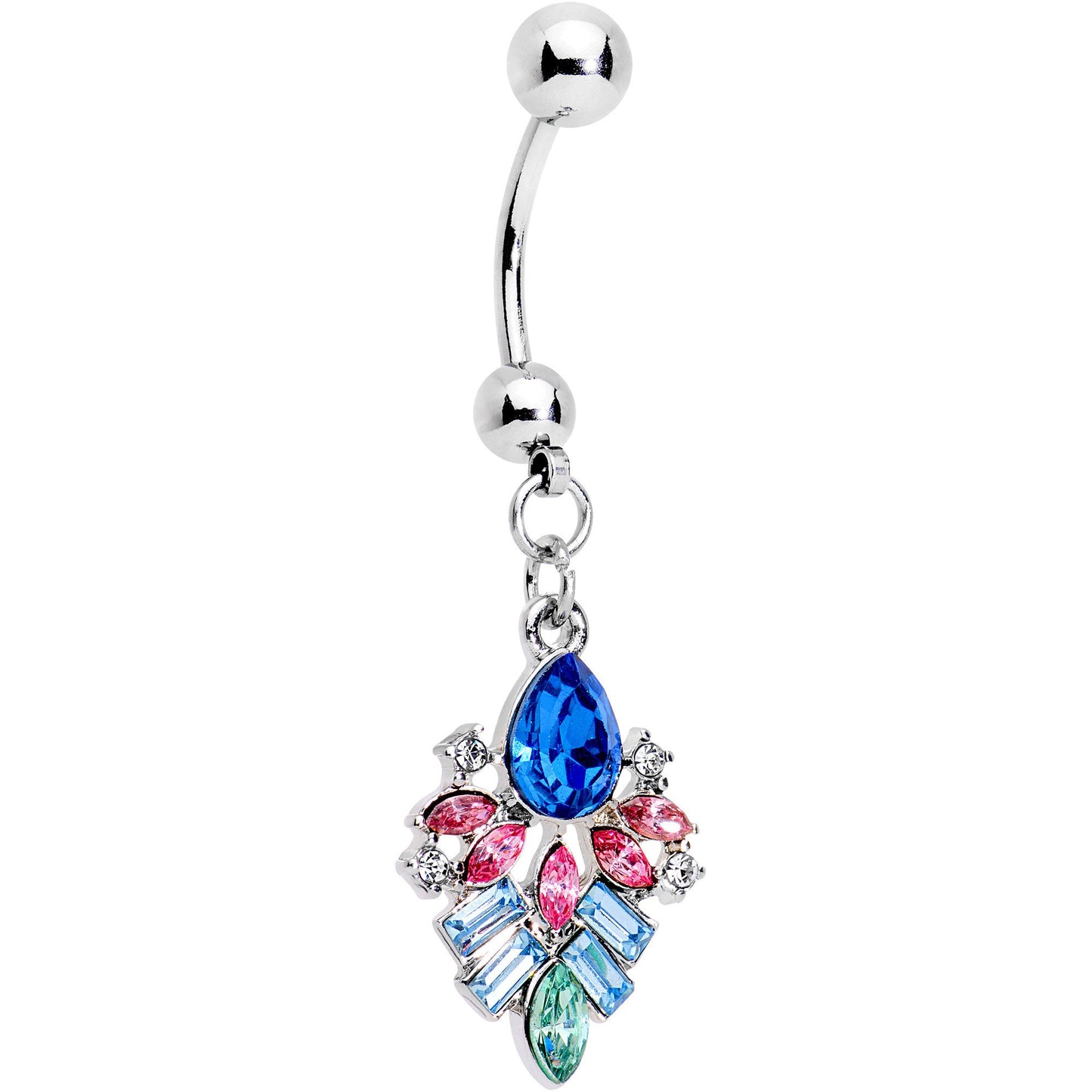 Pink Green Blue Gem Colorful Daydream Dangle Belly Ring