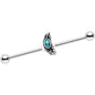 Southwestern Blue Gem Moon Feather Industrial Barbell 38mm