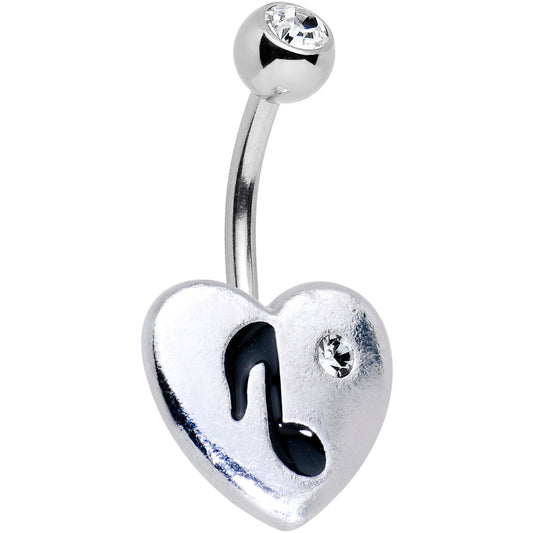 Clear Gem I Heart Music Belly Ring