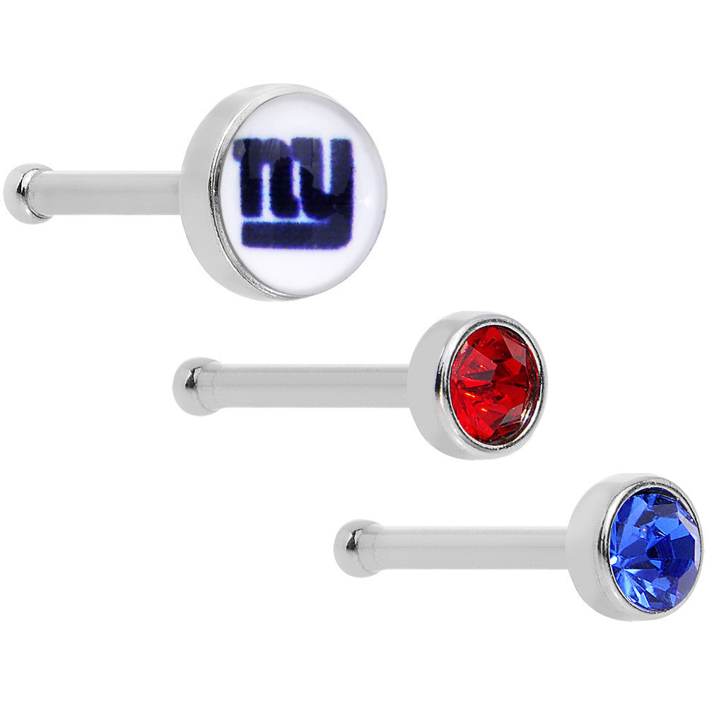 20 Gauge Licensed NFL New York Giants Logo Nose Bone 3 Pack Set